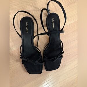 Size 7.5 Reformation Black Bow Sandals